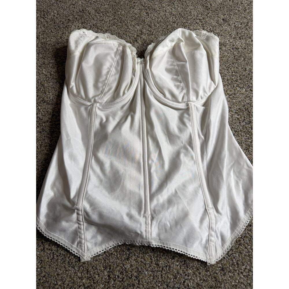 Goddess Vintage Corset Bra Garter 36DDD (E) White Bustier Longline Lingerie